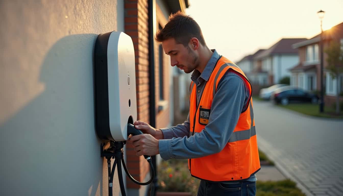 Électricien certifié IRVE en train d