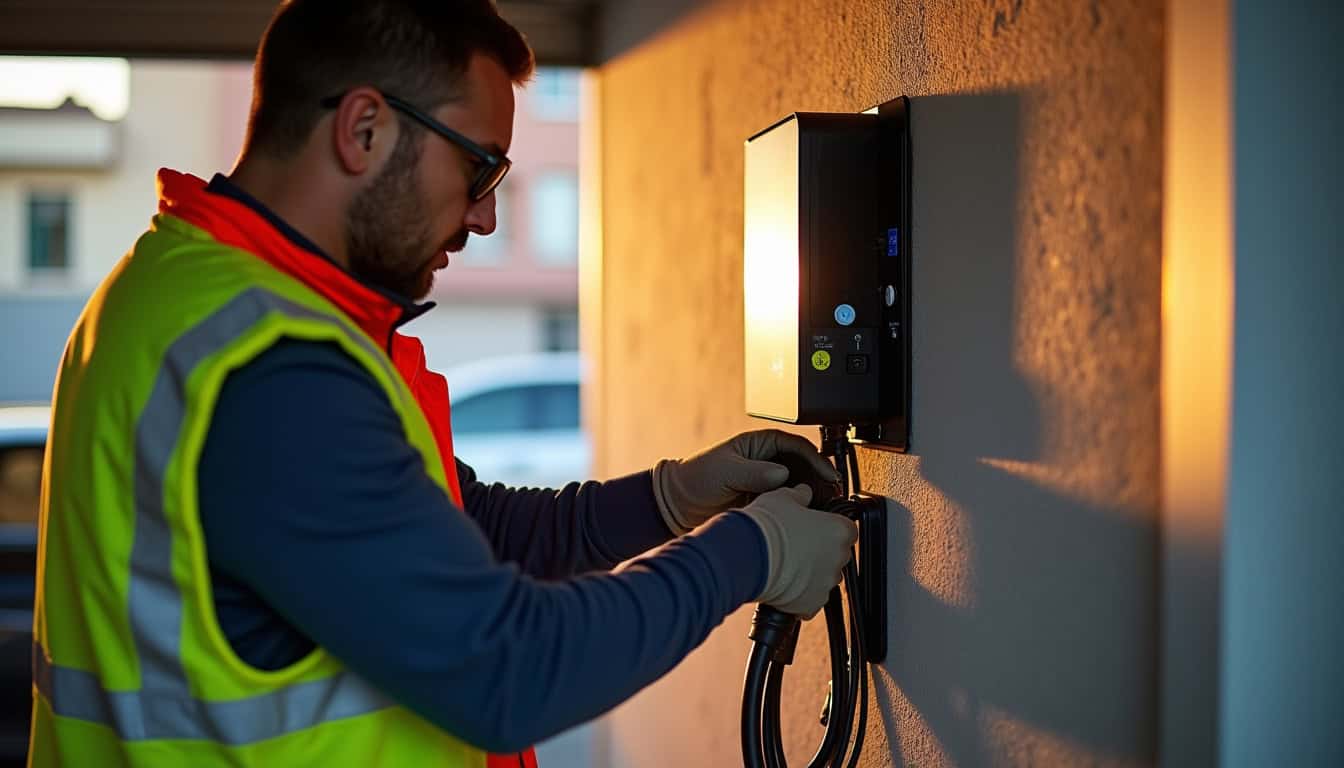 Électricien certifié IRVE en train d