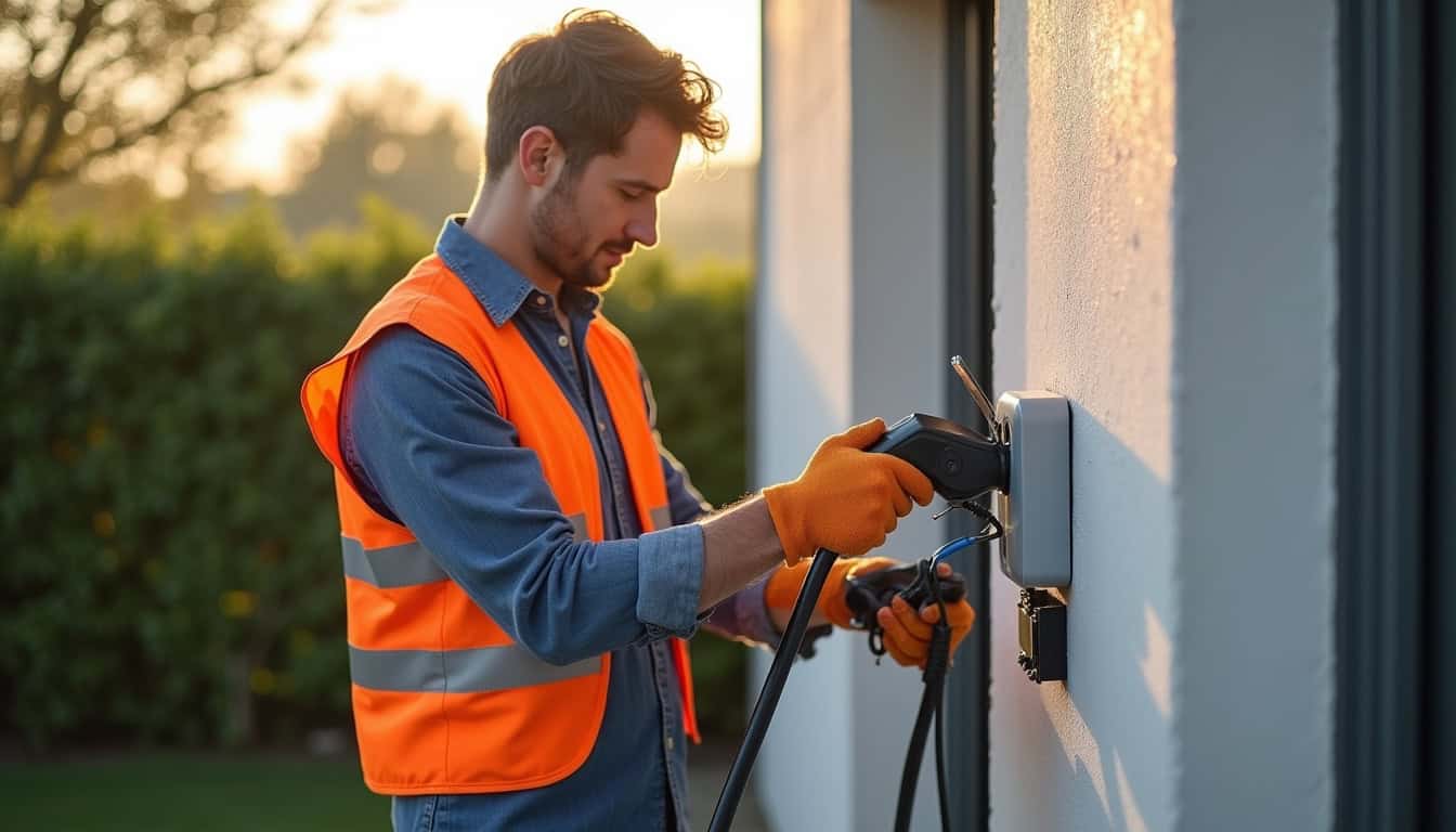 Électricien certifié IRVE en train d
