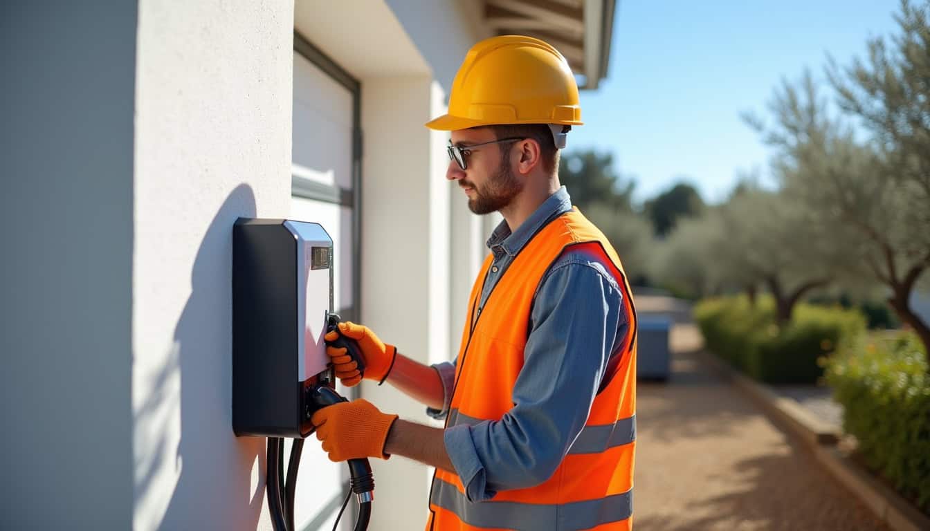 Électricien certifié IRVE en train d