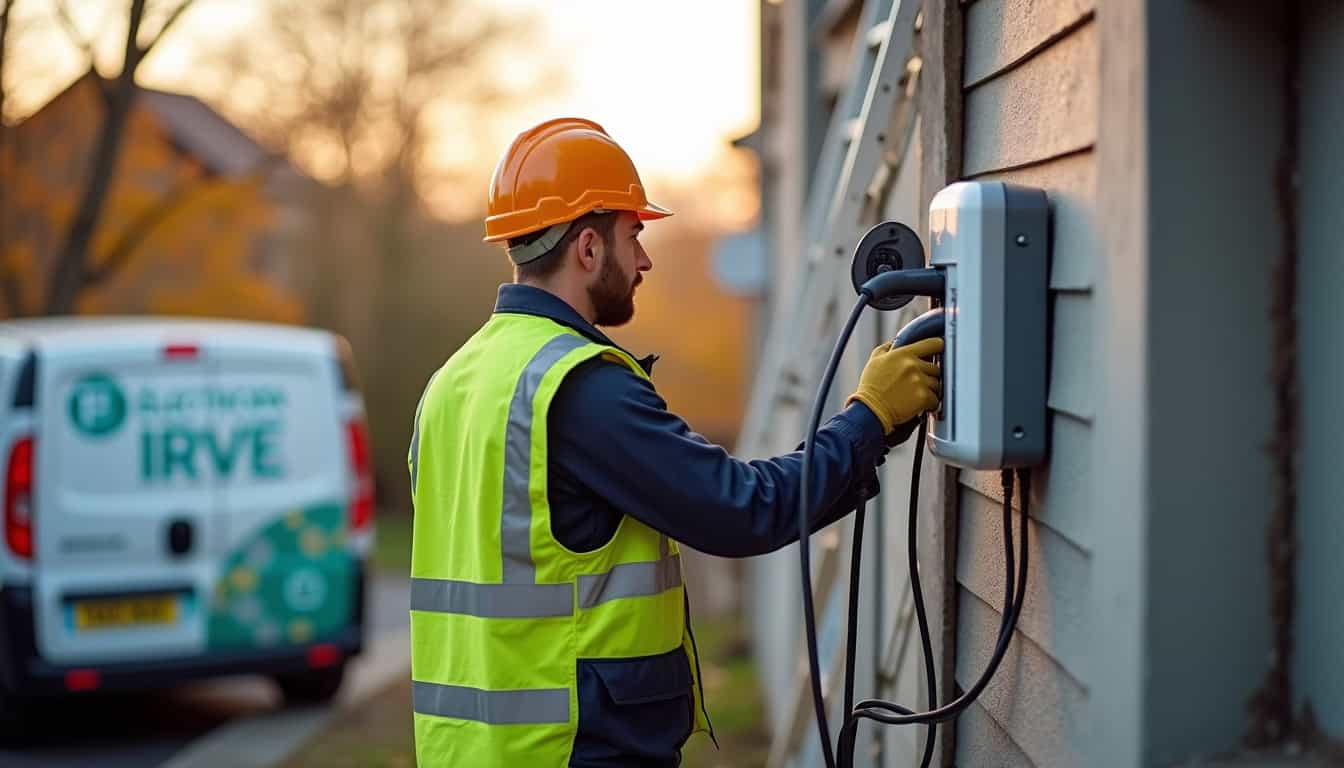 Électricien certifié IRVE en train d