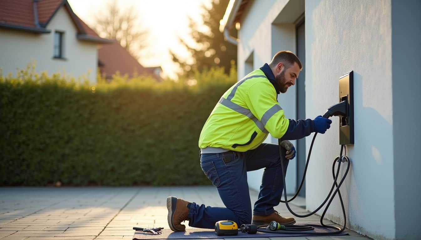 Électricien certifié IRVE en train d