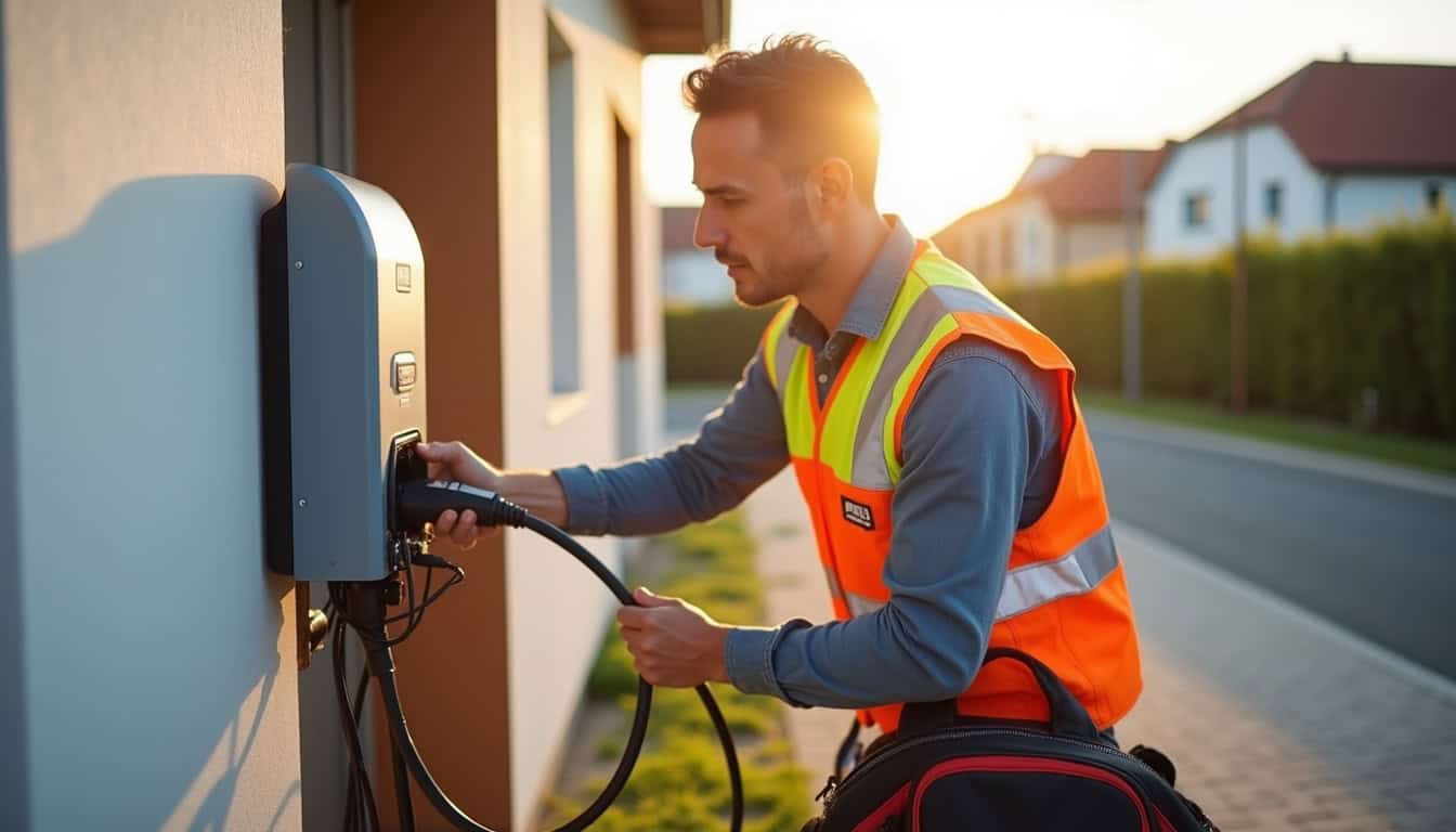 Électricien certifié IRVE en train d