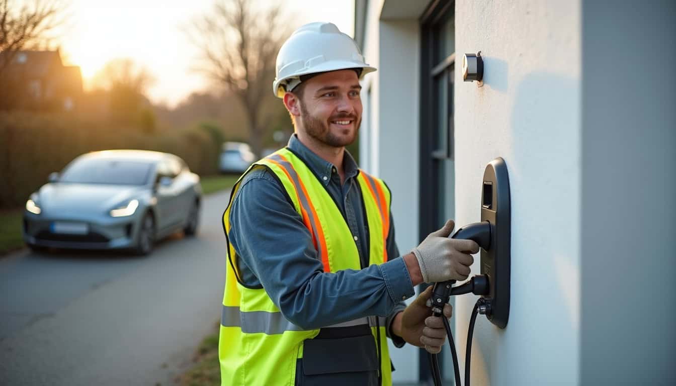 Électricien certifié IRVE en train d
