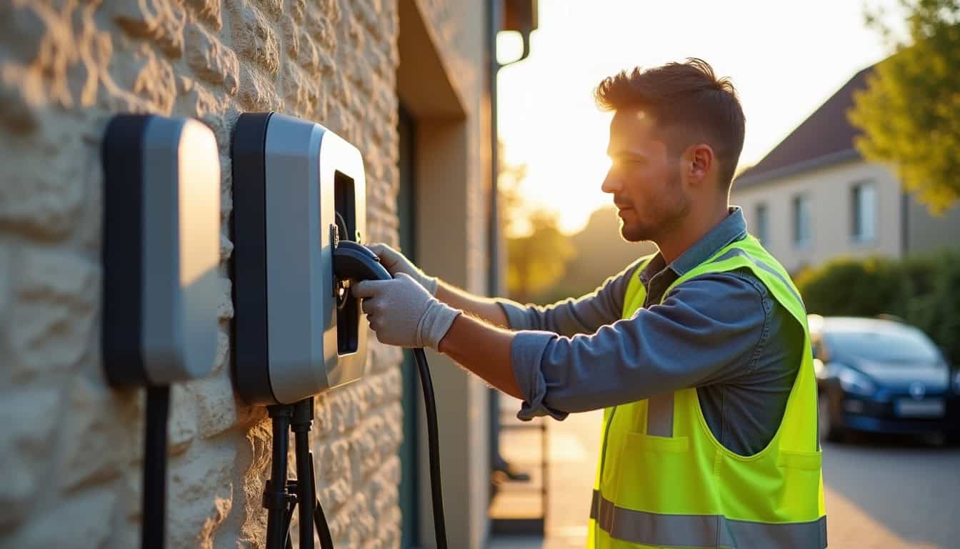 Électricien certifié IRVE en train d