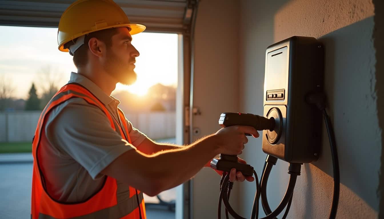 Électricien en train d