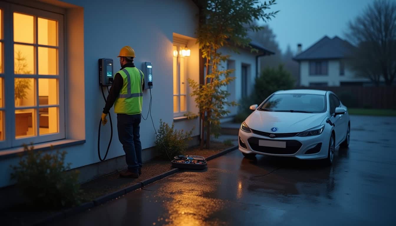 Électricien en train d