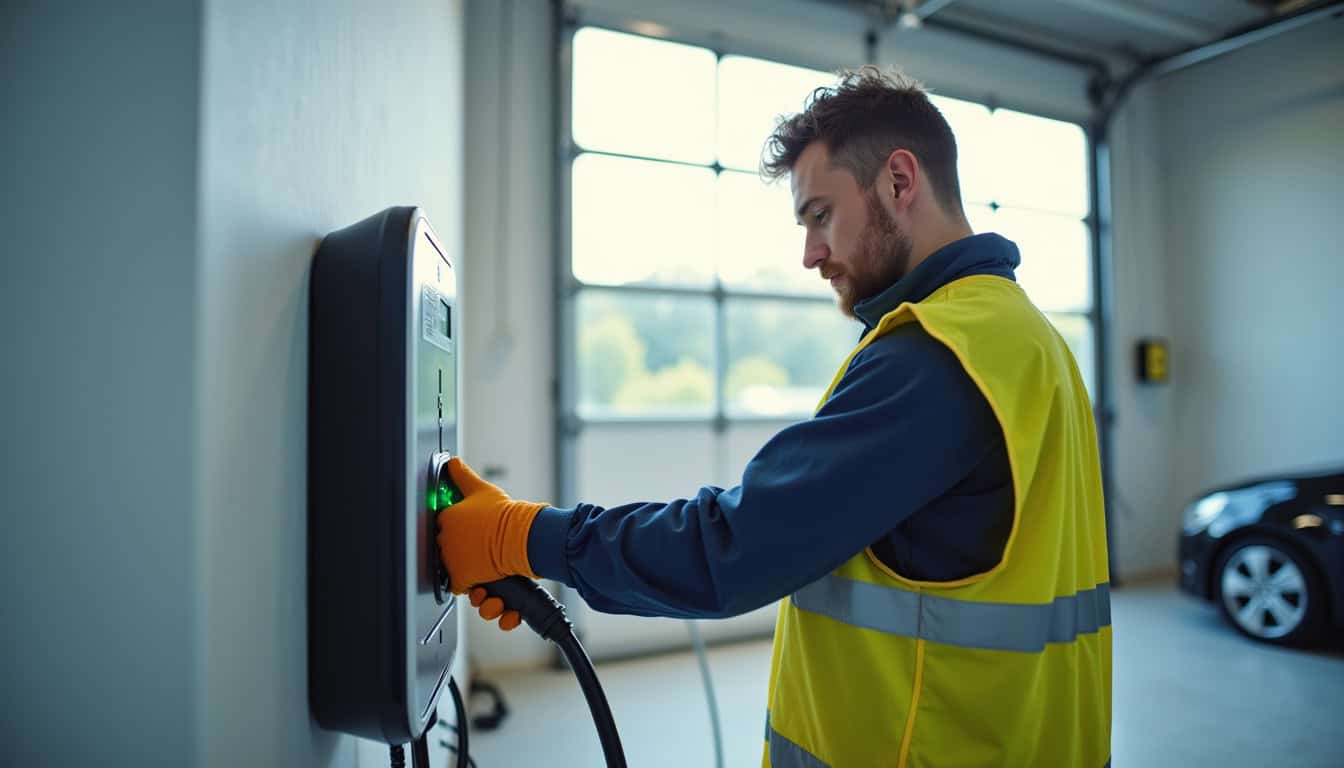 Électricien en train d