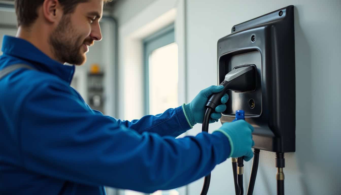 Électricien en train d