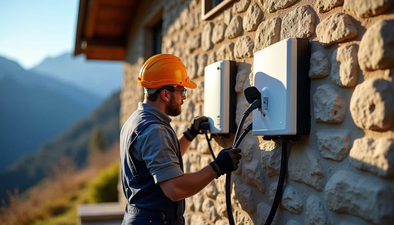 Électricien en train d