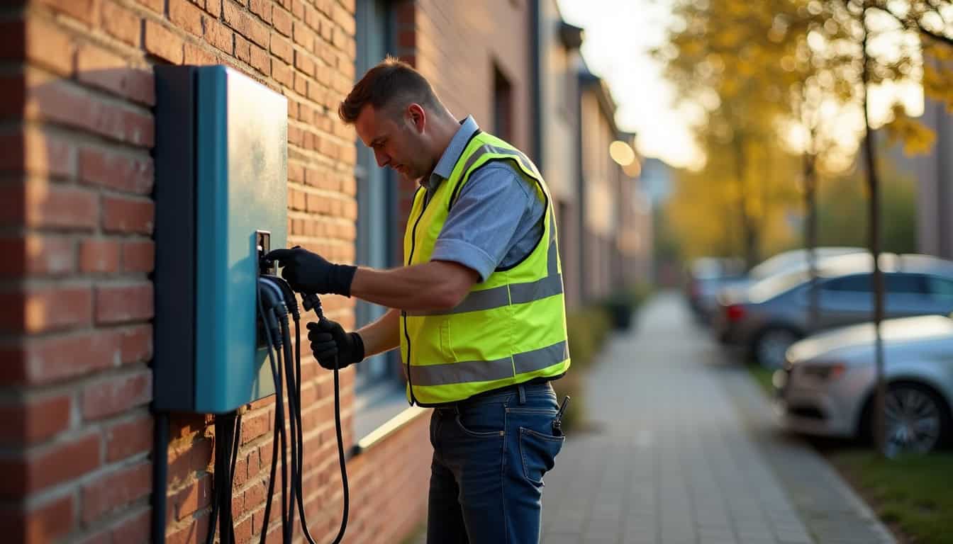 Électricien en train d