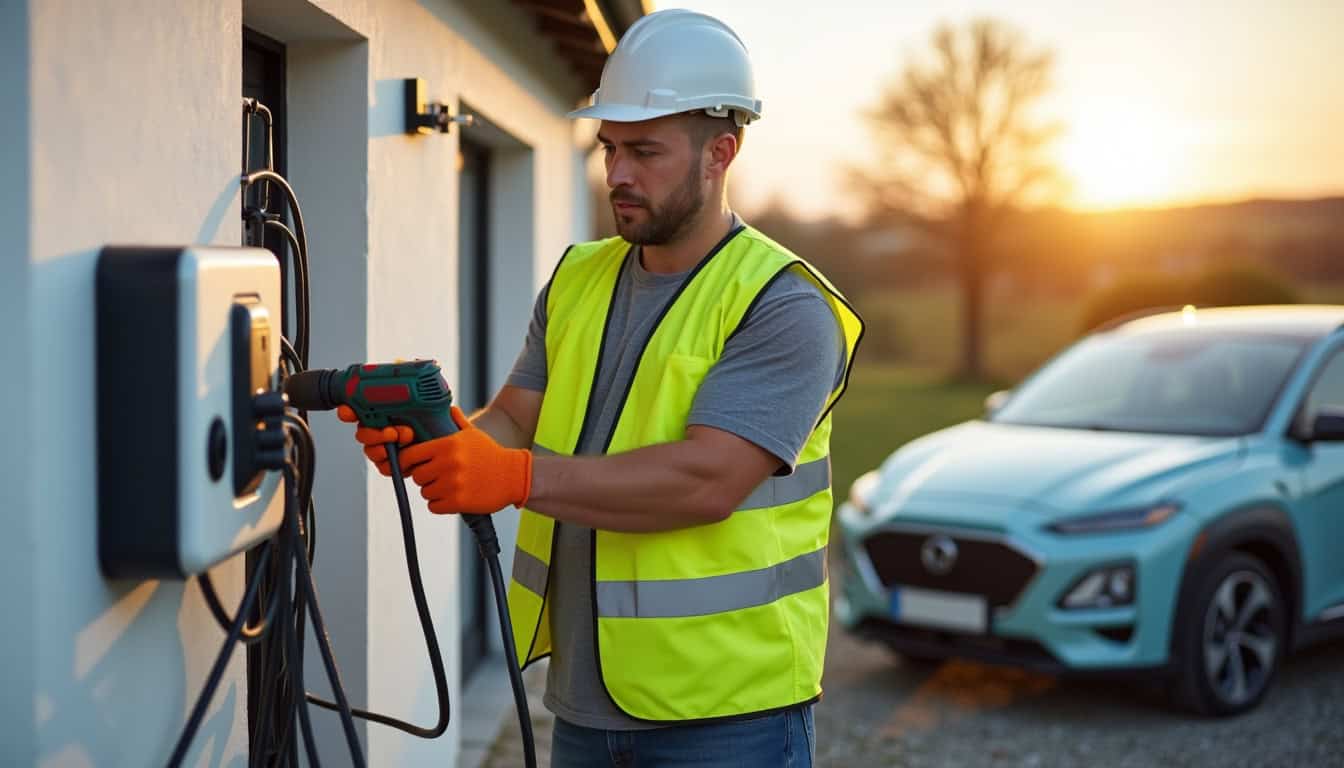Électricien en train d