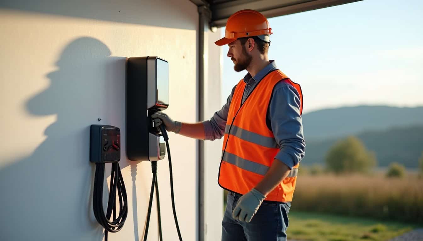 Électricien en train d