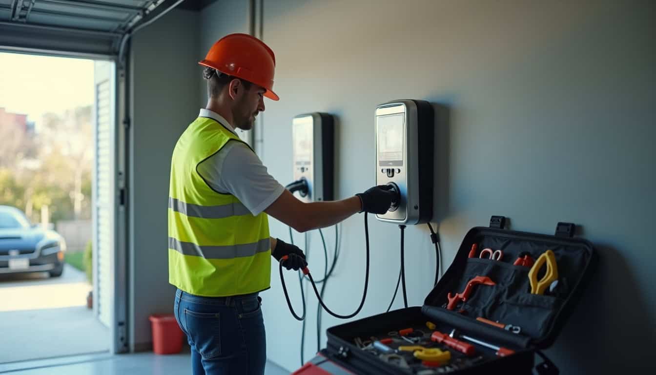 Électricien en train d