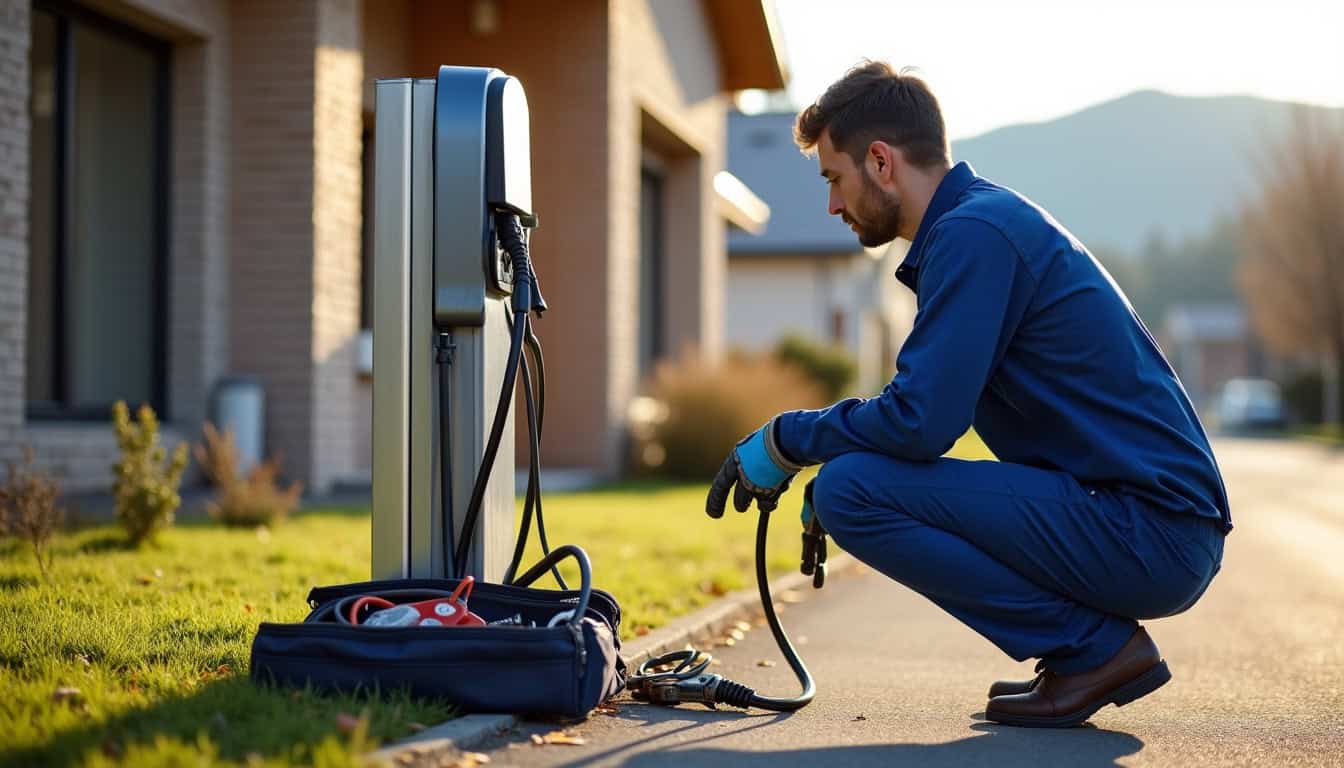 Électricien en train de travailler sur une installation électrique à Chapareillan