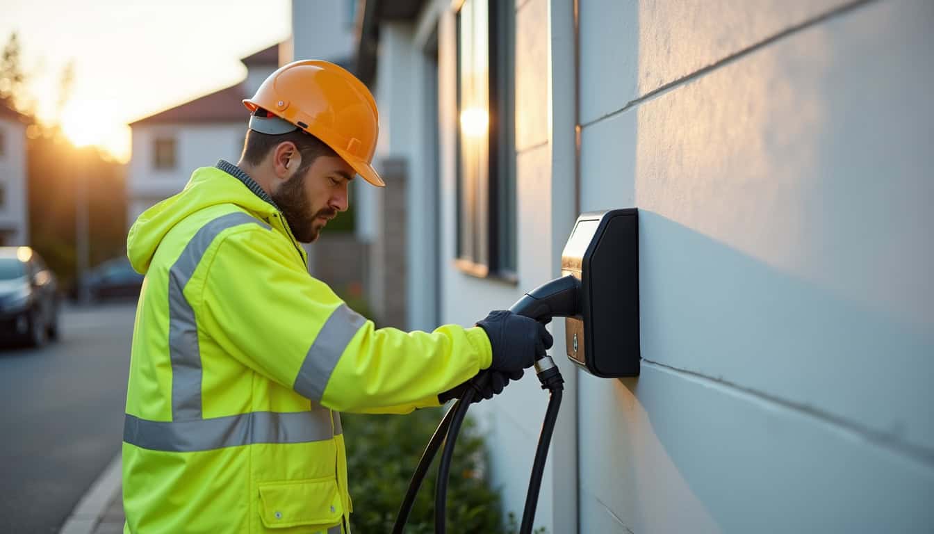 Électricien IRVE en intervention pour installation de borne électrique à Hélesmes