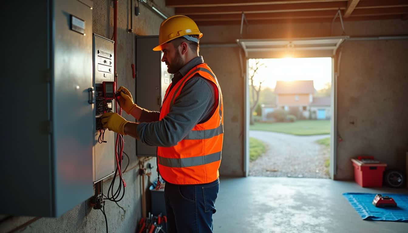 Électricien IRVE en Meuse réalisant un diagnostic électrique avant installation d'une borne de recharge