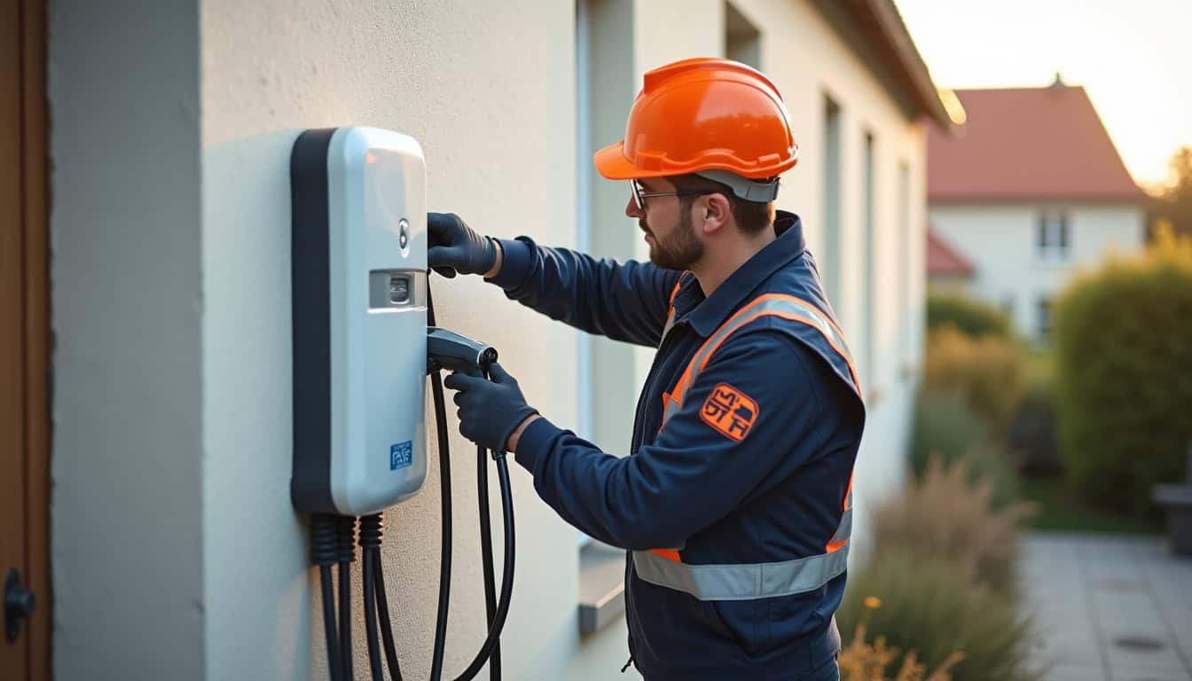 Électricien IRVE en train d