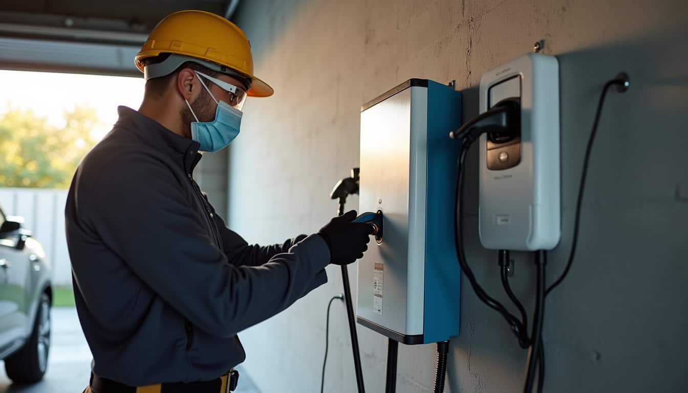 Électricien IRVE en train d