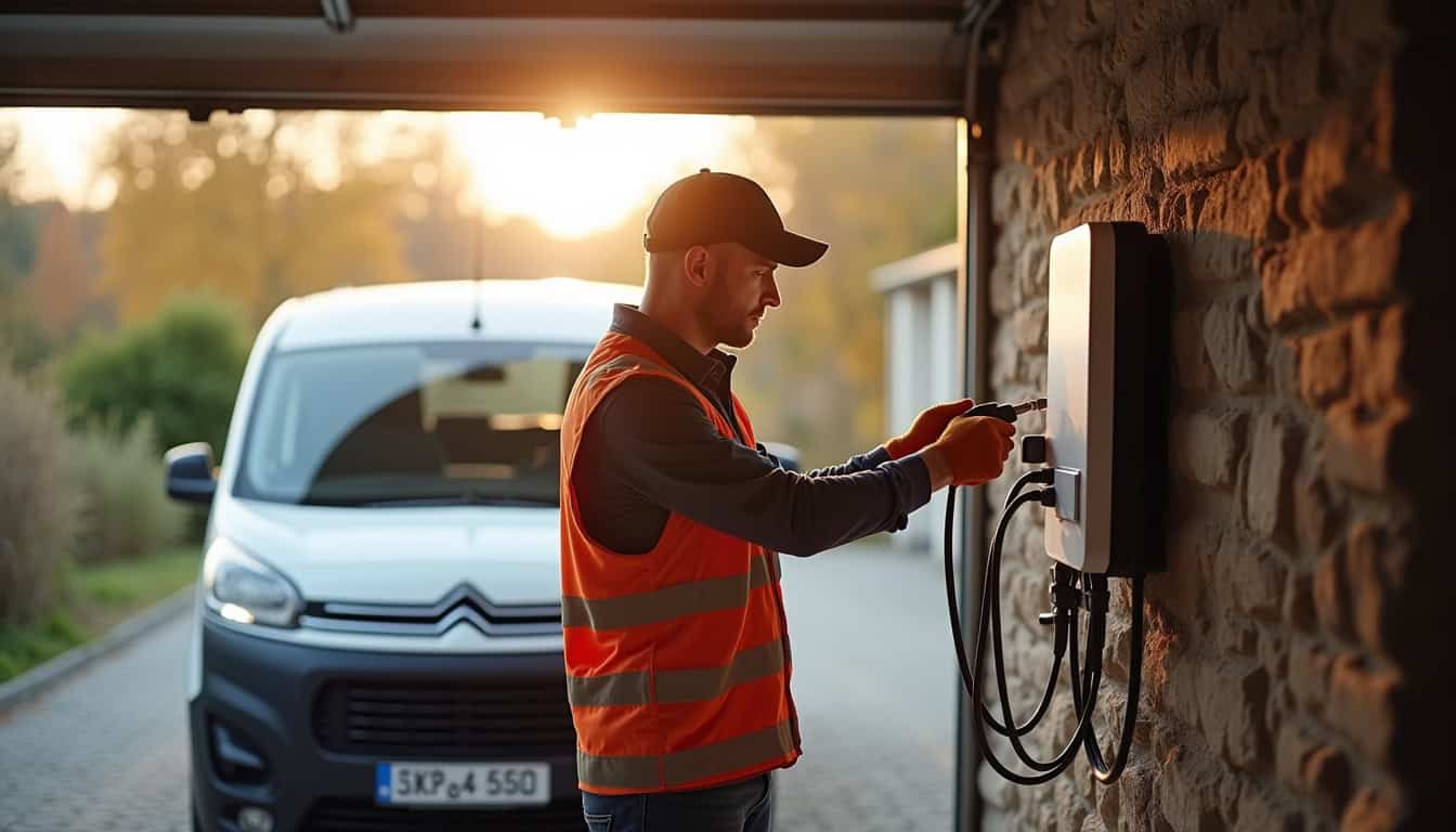 Électricien IRVE en train d