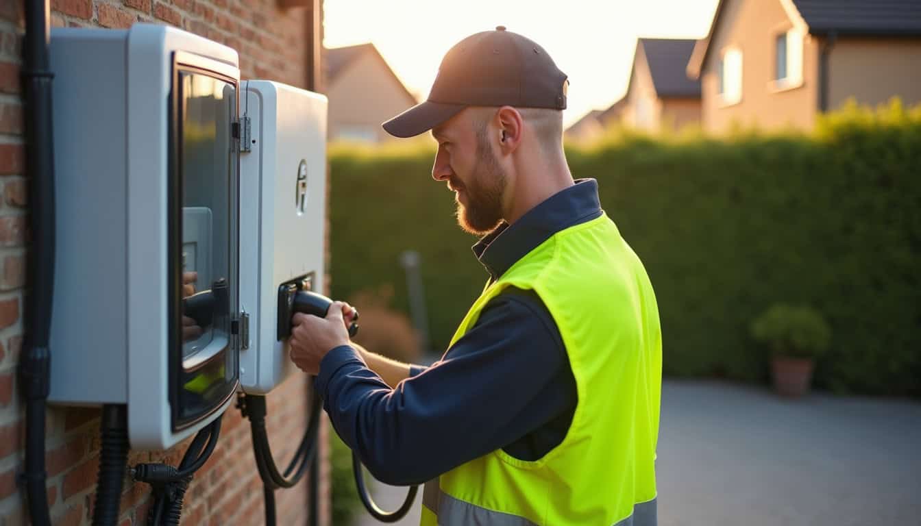 Électricien IRVE en train d