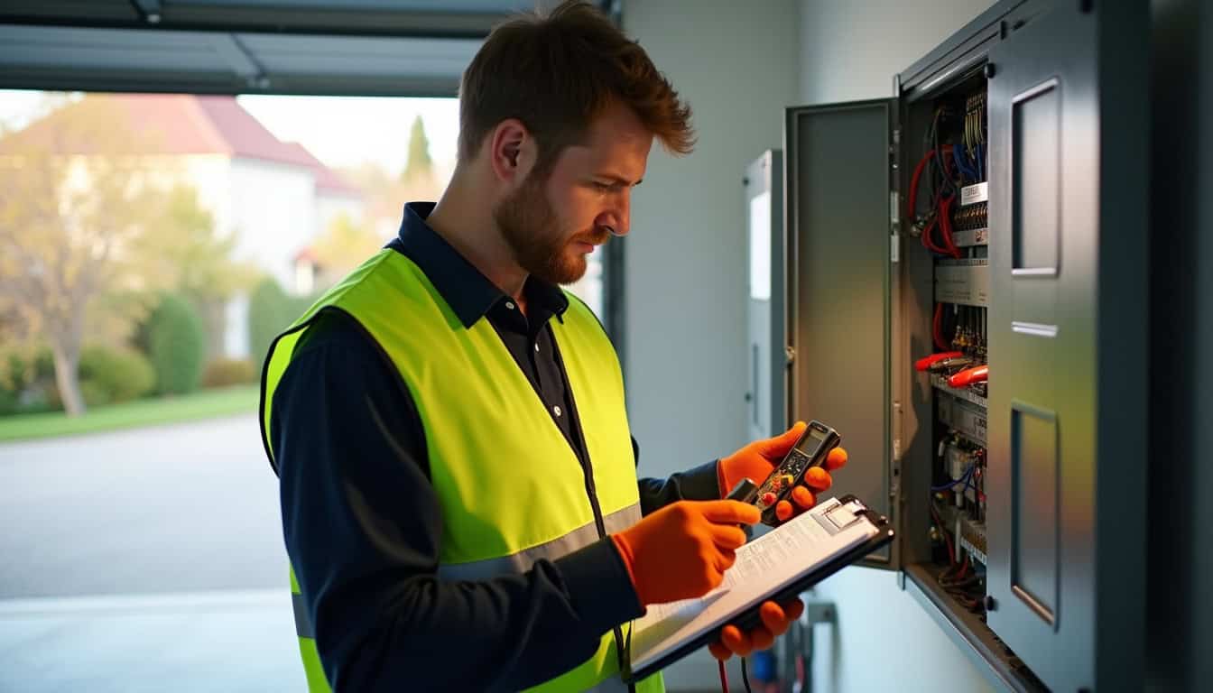 Électricien IRVE en train de réaliser un diagnostic technique pour l'installation d'une borne de recharge à Brie