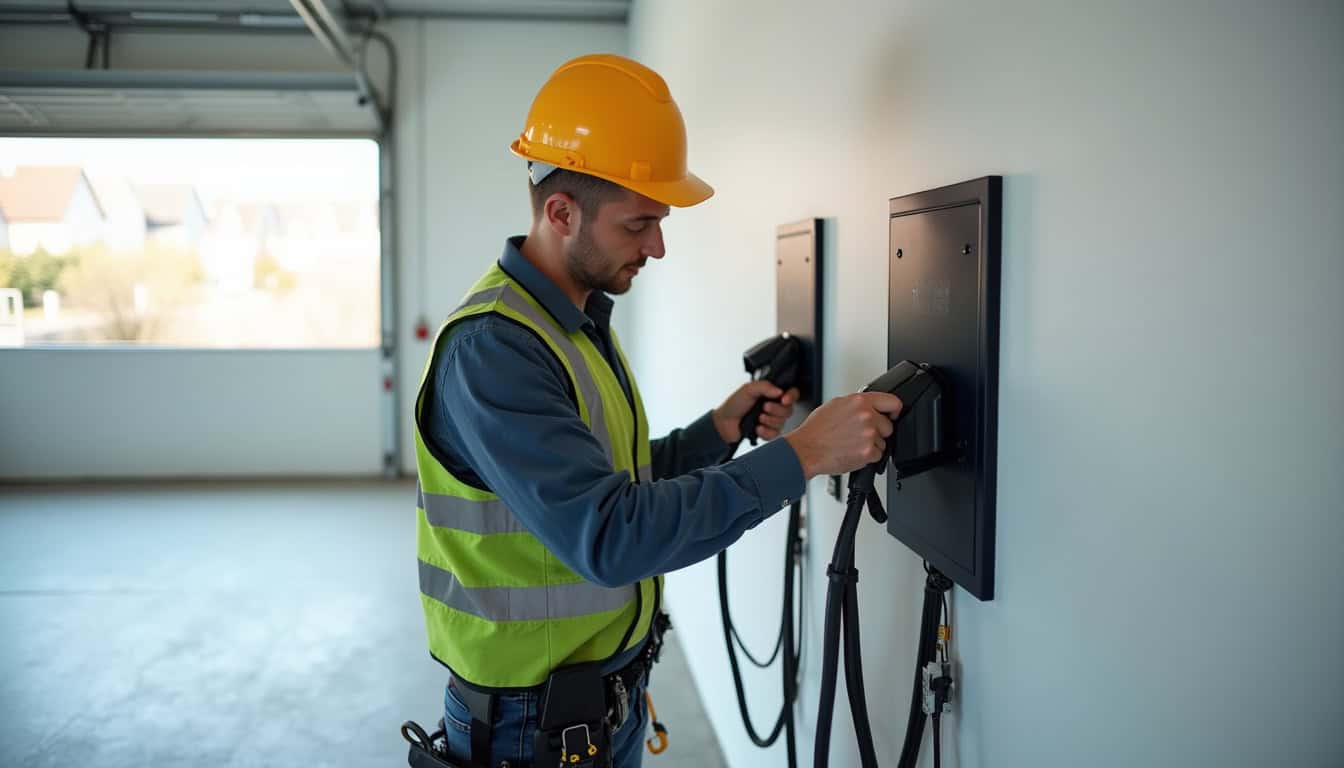 Électricien professionnel en train d