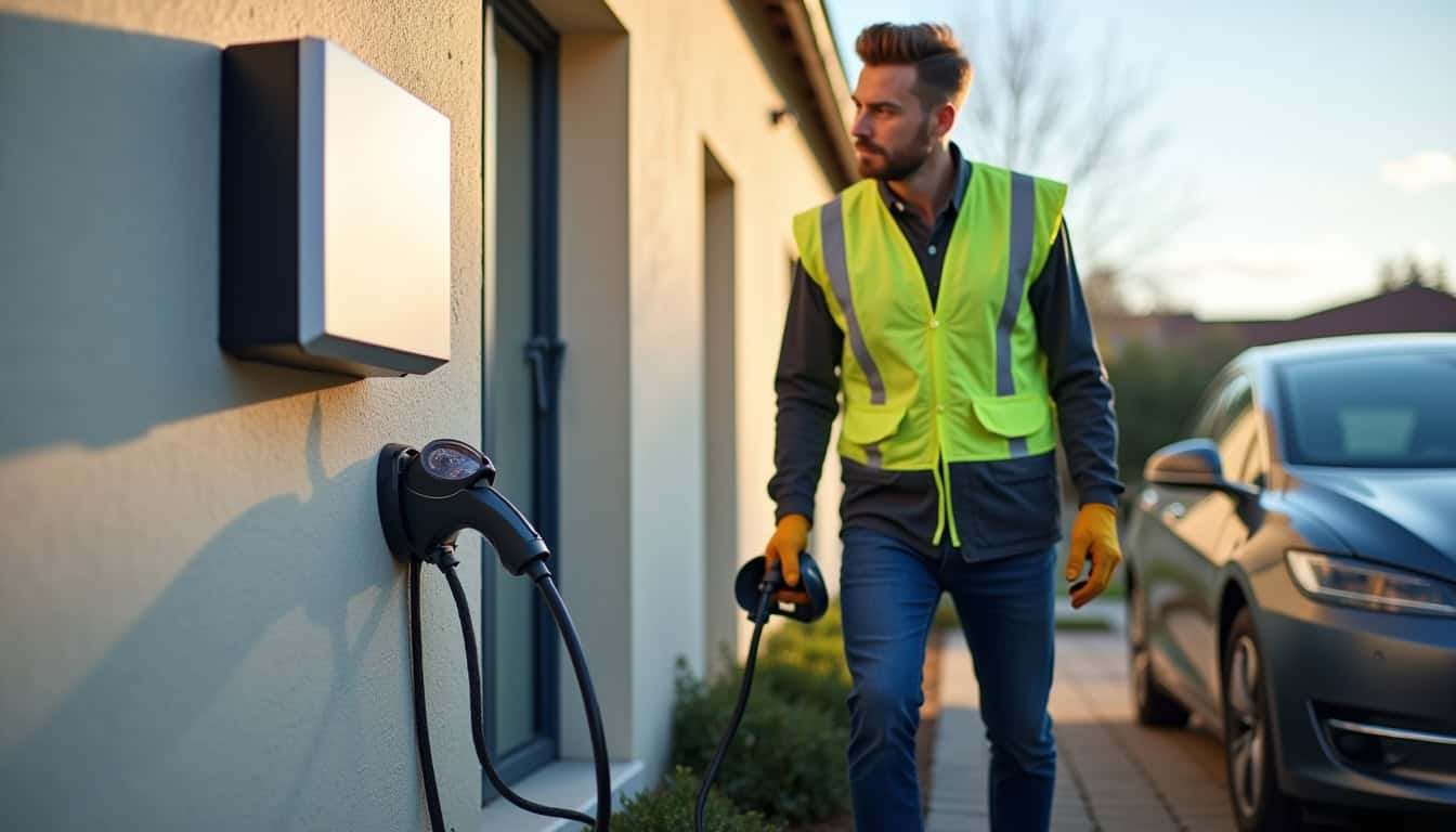 Électricien qualifié IRVE en train d
