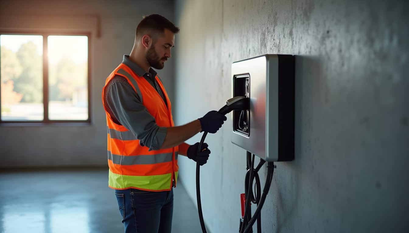 Électricien qualifié IRVE en train d