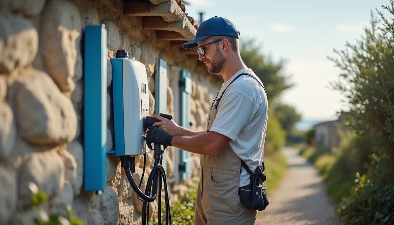Électricien qualifié IRVE en train d