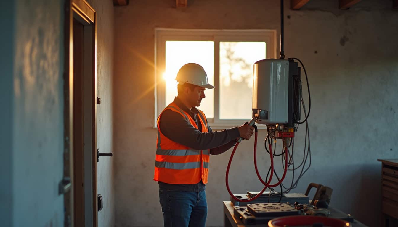 Électricien qualifié IRVE en train d'installer une borne de recharge à Laxou