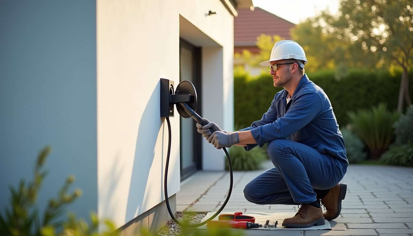 Étapes d'installation d'une borne de recharge électrique par un électricien certifié IRVE à Quessoy