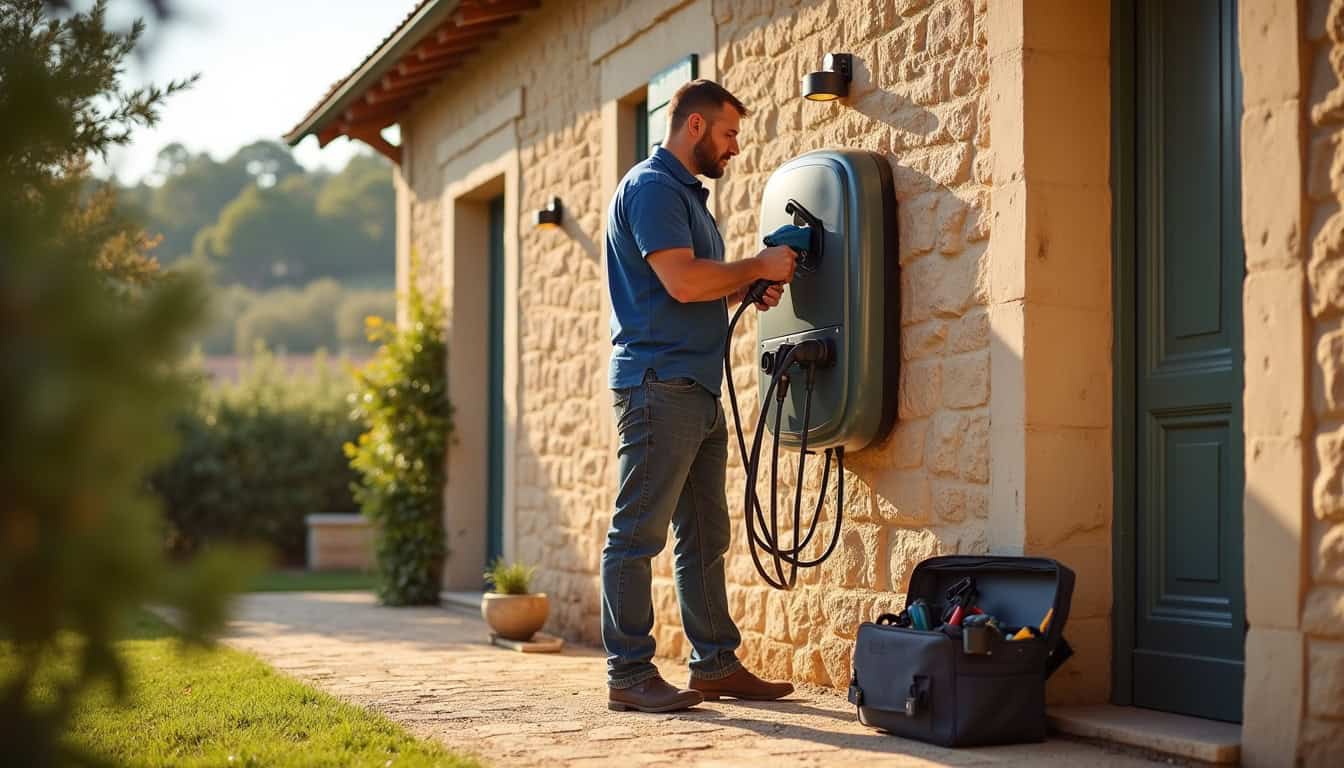 Étapes d'installation d'une borne électrique murale par un professionnel certifié IRVE