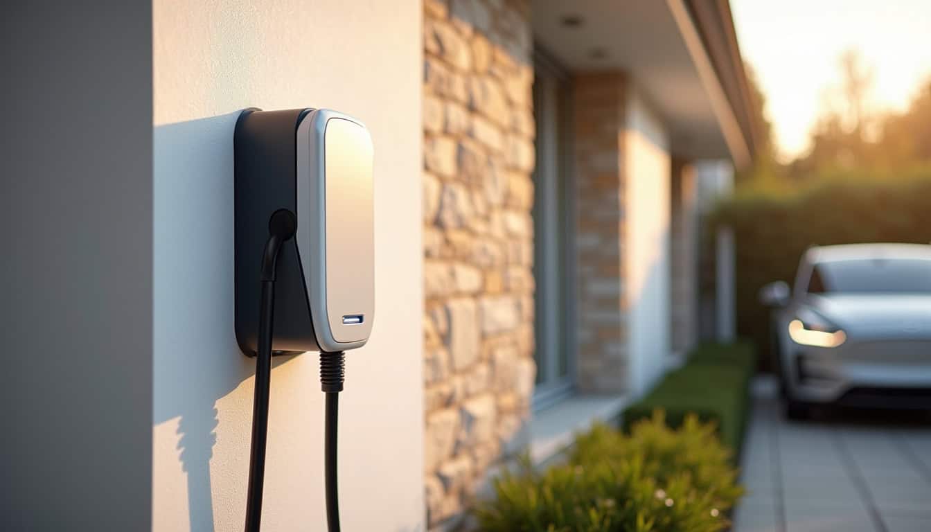 Exemple de borne électrique murale de 7,4 kW installée à l