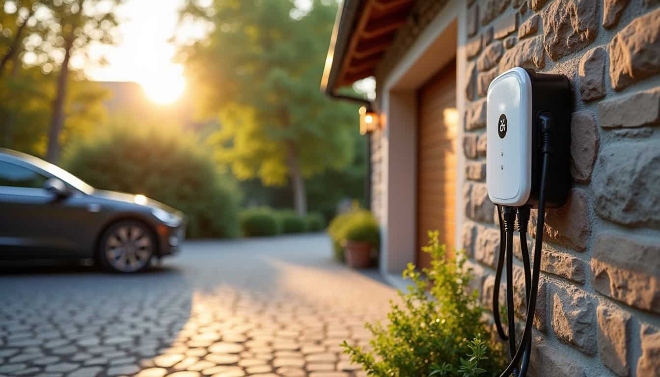 Exemple d’emplacement idéal pour une borne de recharge électrique à Chaussan, près d’un garage avec accès facile au véhicule