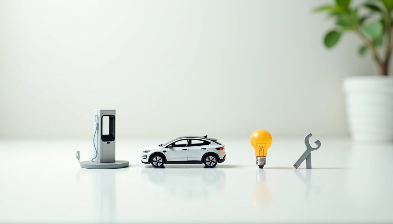 Illustration des différentes étapes d'installation d'une borne de recharge: diagnostic, pose, mise en service