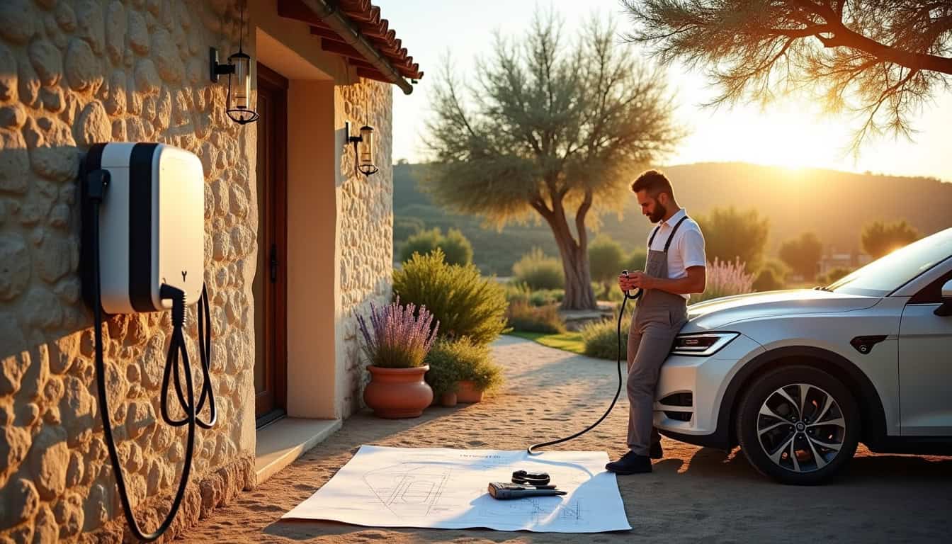 Illustration des différentes étapes d'installation d'une borne de recharge électrique à Le Tholonet