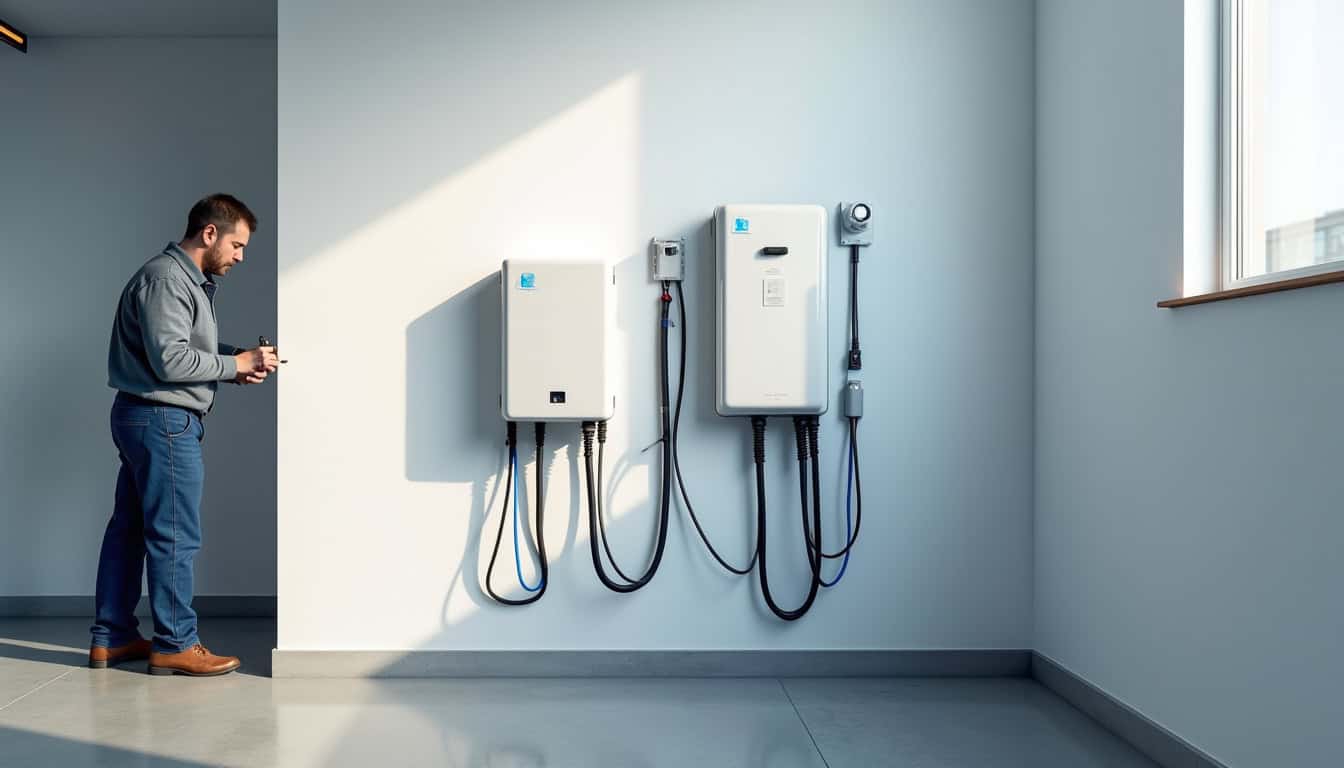 Illustration des différentes étapes d'installation d'une borne de recharge électrique à Triaize