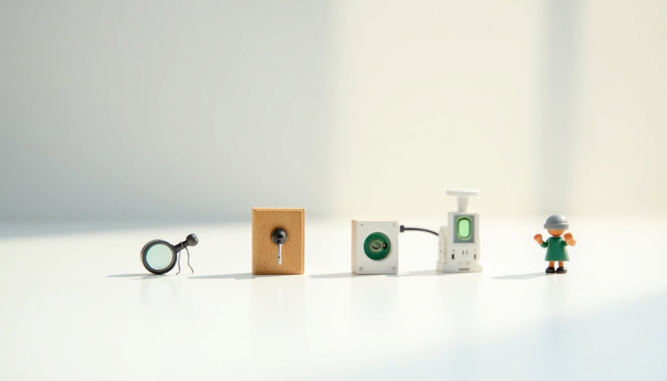 Illustration des différentes étapes d'installation d'une borne de recharge électrique: diagnostic, pose, raccordement et mise en service
