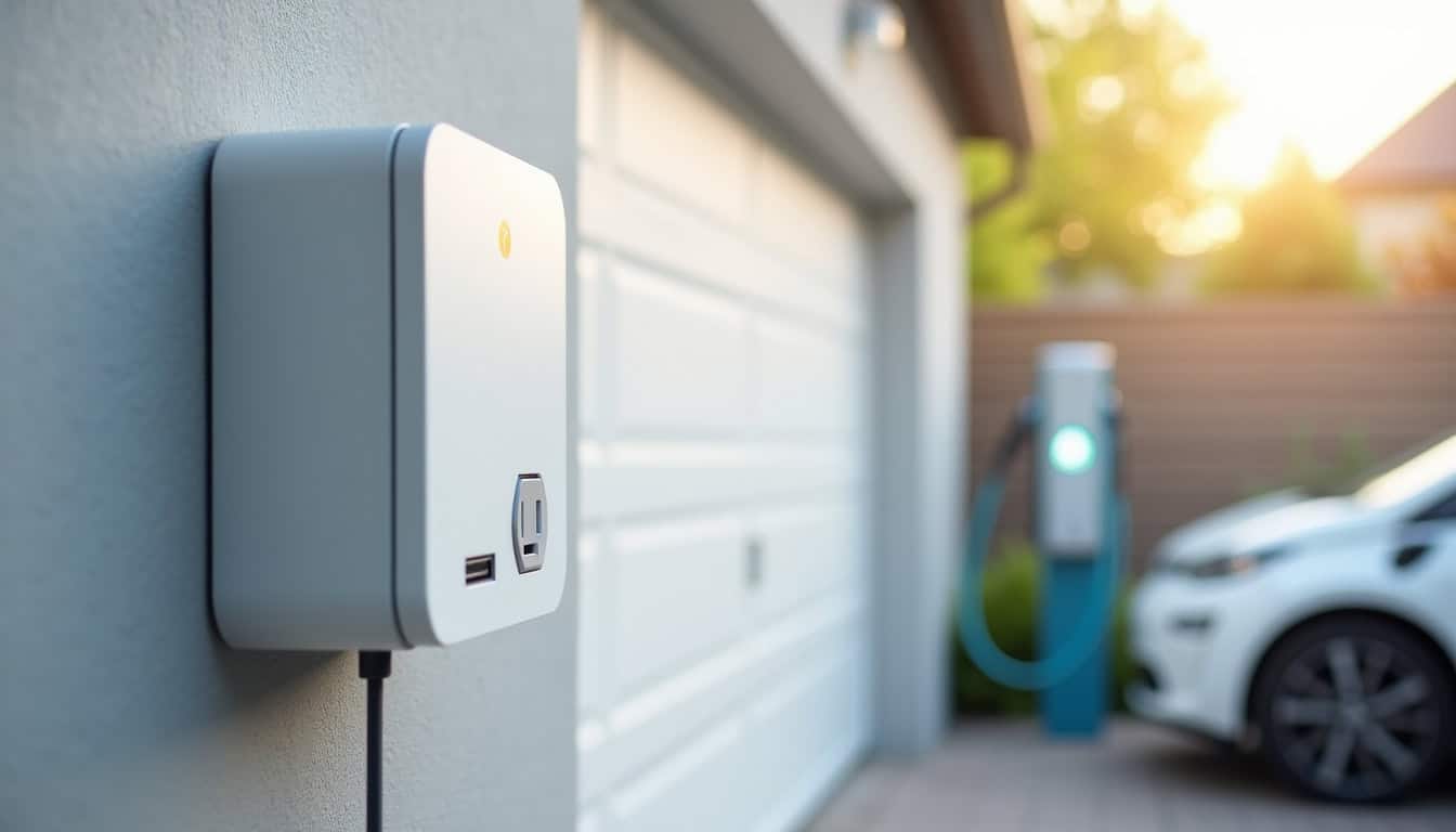 Illustration des différents types de bornes de recharge électrique: wallbox, prise renforcée et borne publique