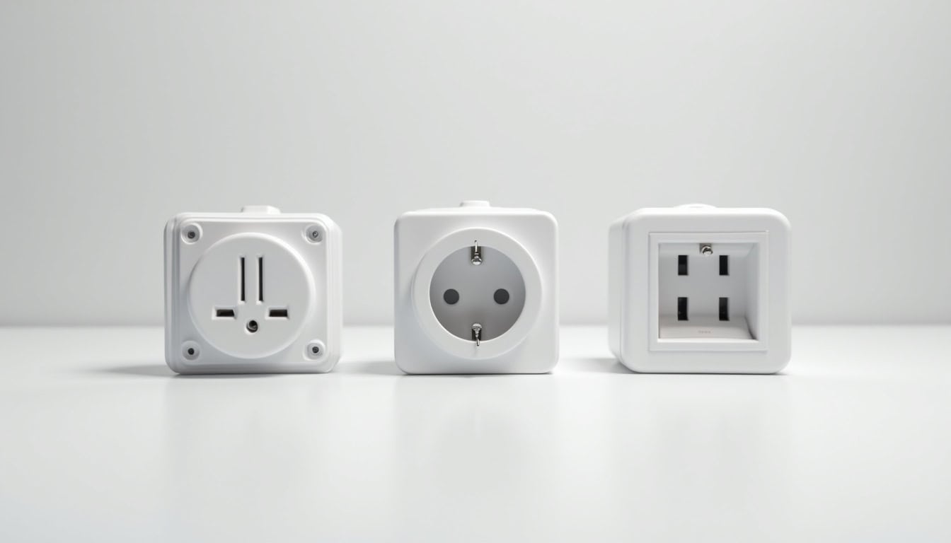 Illustration des différents types de bornes de recharge: prise renforcée, wallbox, borne triphasée