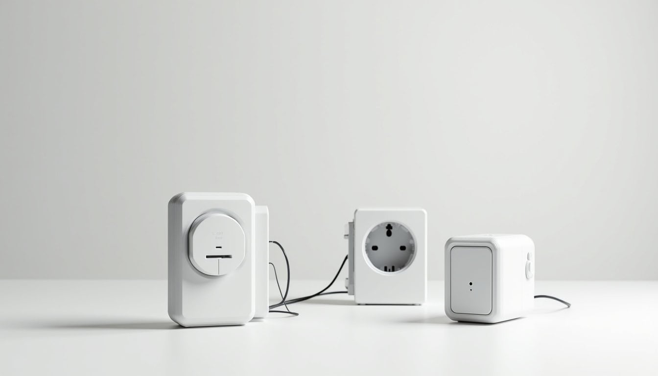 Illustration des différents types de bornes de recharge: prise renforcée, Wallbox murale et borne communicante triphasée