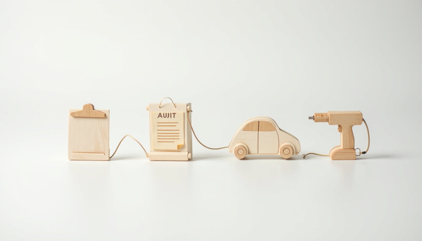 Illustration du processus d'installation d'une borne électrique à Montpezat en plusieurs étapes: audit, devis, pose, mise en service