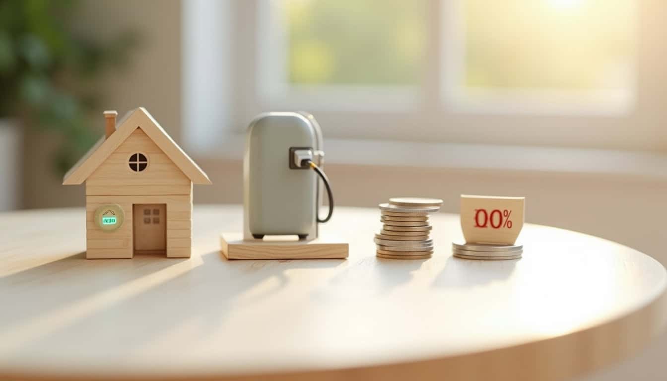 Infographie illustrant les aides financières disponibles pour l'installation d'une borne de recharge en France: crédit d'impôt, prime ADVENIR, TVA réduite
