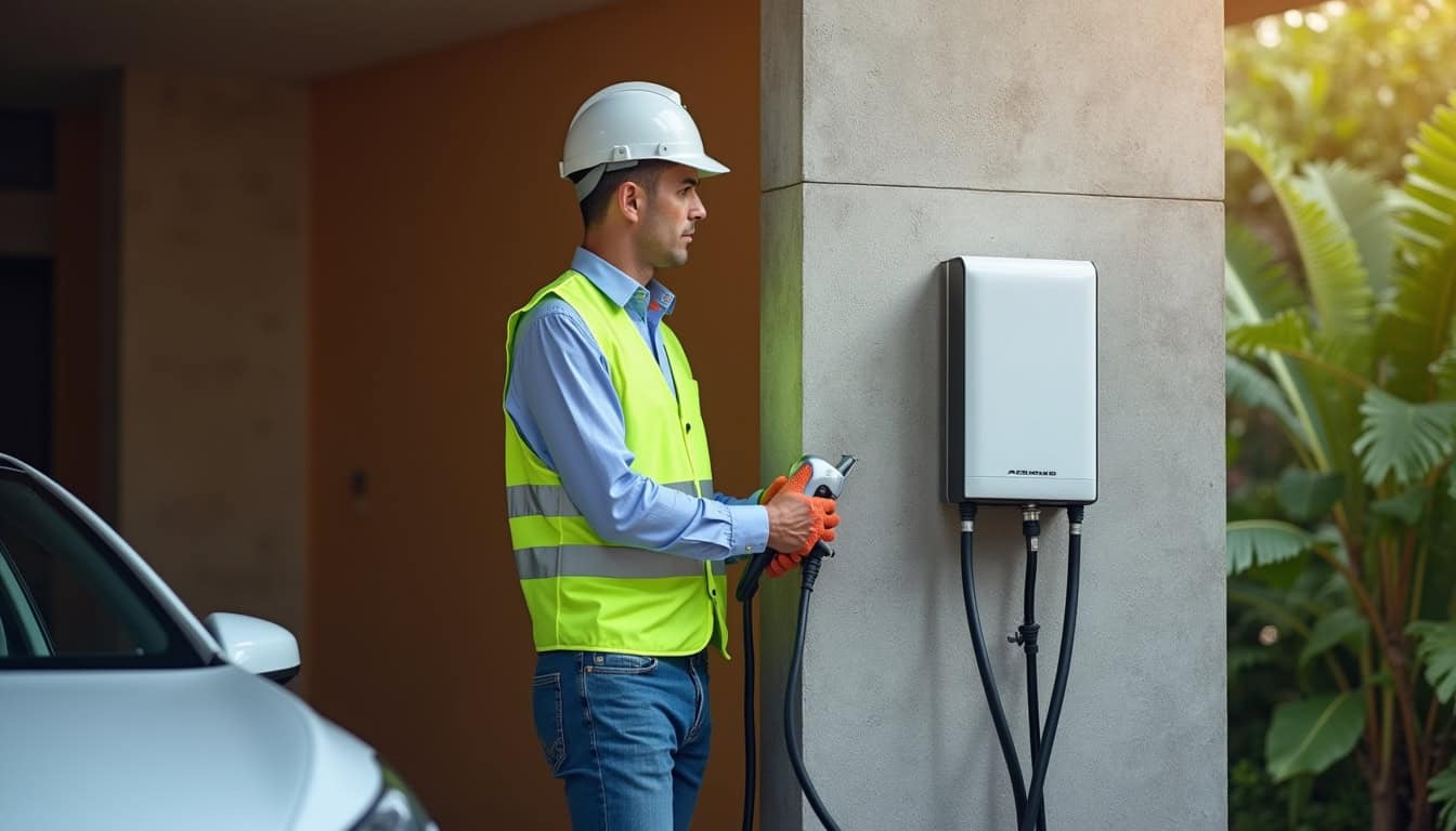 Installateur certifié IRVE en train d