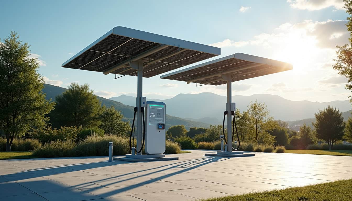 Installation combinée borne électrique et panneaux photovoltaïques à Livron-sur-Drôme