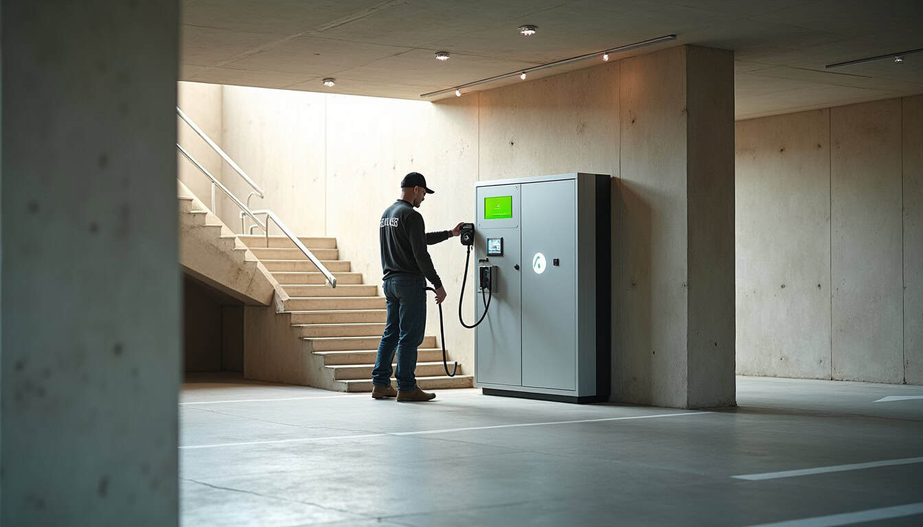 Installation de borne de recharge dans un parking de copropriété à Nîmes