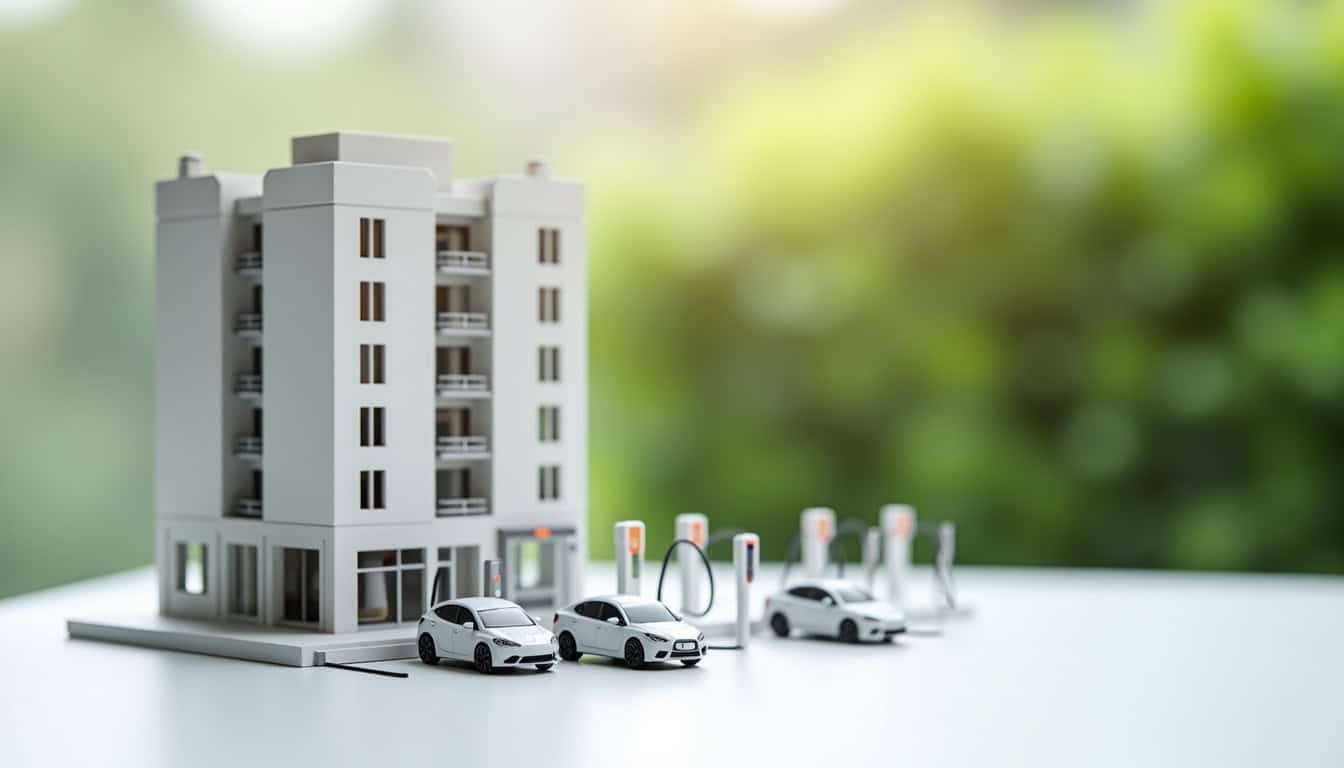 Installation de bornes électriques en pied d’immeuble dans une copropriété d’Ambillou