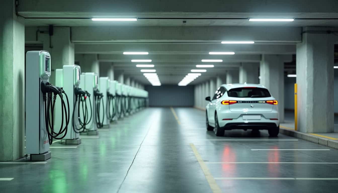 Installation de plusieurs bornes de recharge dans un parking d