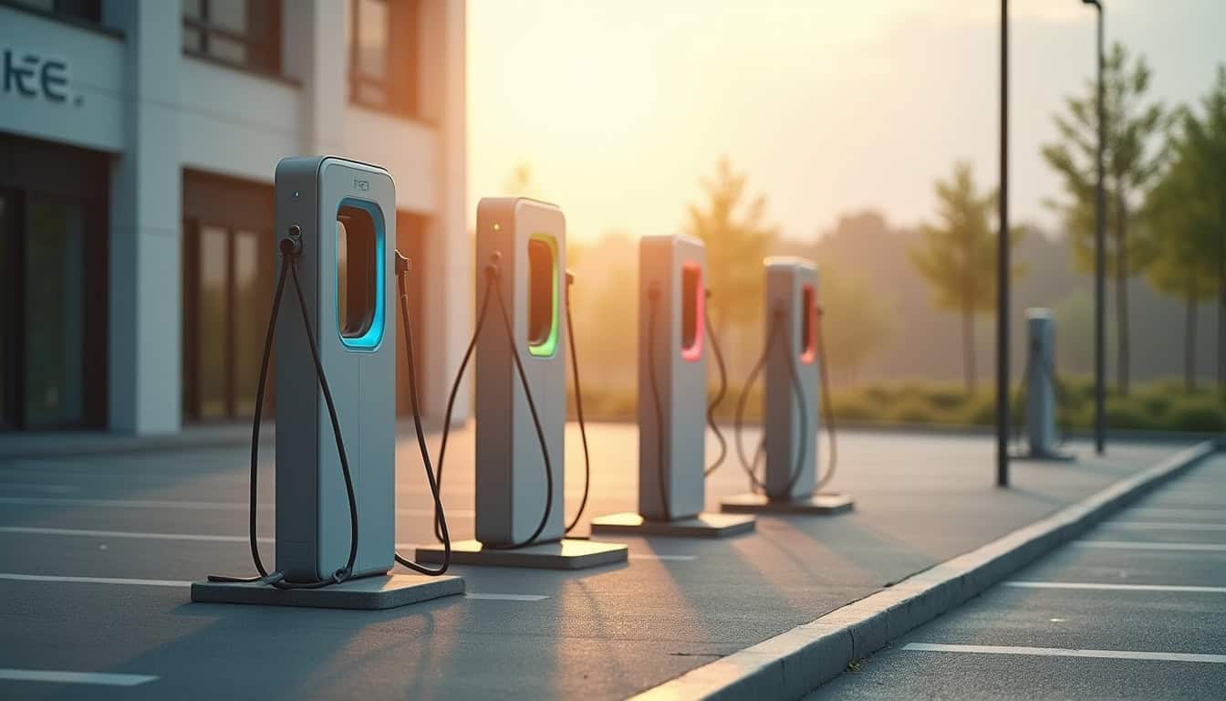 Installation de plusieurs bornes de recharge sur un parking d'entreprise à Wannehain